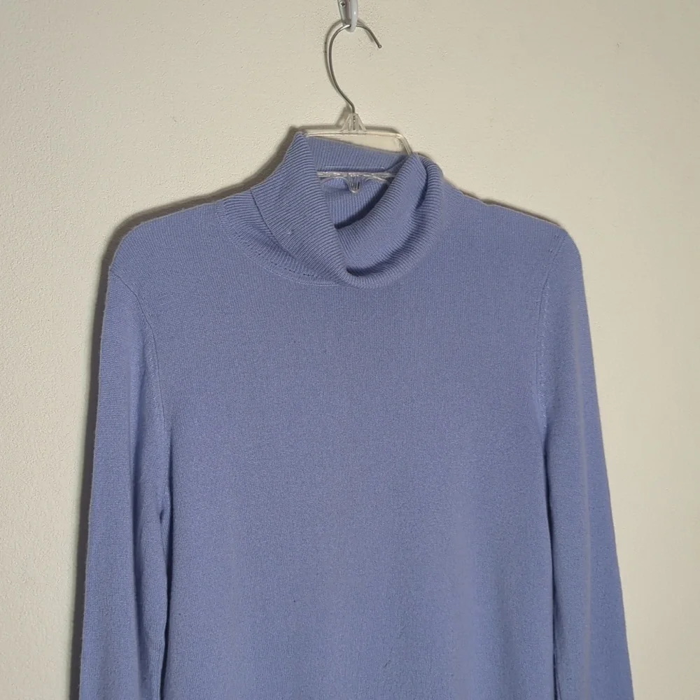 Talbots Women's Turtleneck Sweater 100% Cashmere‎ Powder Blue Quiet Luxury Large